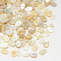 Natural Sea Shell Beads Strands, Dyed, Square Heishi Beads, White,  1~3.5x4.5~10x4.5~10mm, Hole: 0.5mm, 16.1 inch~16.9 inch