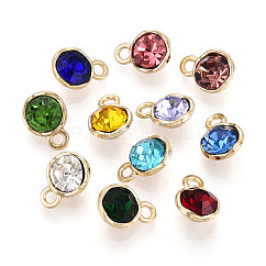 Legierung rhinestone-anhänger, Runde, Mischfarbe, 10.1x7.6x5 mm, Bohrung: 1.6 mm