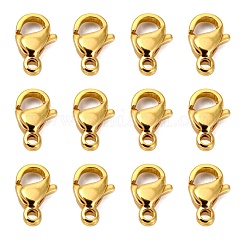 Fermoirs mousquetons en acier inoxydable 304, fermoirs à gâchette de perroquet, polissage manuel, véritable 24k plaqué or, 9x5x2.5mm, Trou: 1mm