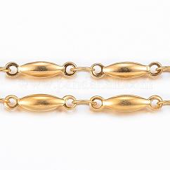 Ионное покрытие (ip) 304 нержавеющая сталь прутковые цепи, пайки, с катушкой, золотые, 11x2.5x2.2 мм, около 32.8 фута (10 м) / рулон