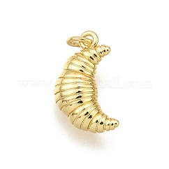 Colgantes de latón, encanto croissant, chapado en rack, Plateado de larga duración, sin plomo y el cadmio, con anillo de salto, real 18k chapado en oro, 17x10.5x6mm, agujero: 3.4 mm