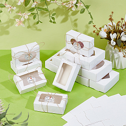 100 шт. 4 стиля подарочные коробки из крафт-бумаги и картона с видимым окном для ювелирных изделий&nbsp;CON-PH0003-34