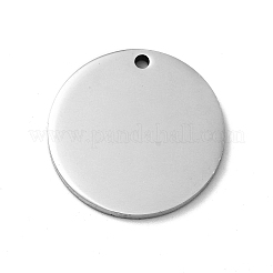 乳がんピンクリボンスタイル201ステンレススチールペンダント  フラットラウンド  ステンレス鋼色  ホワイト  25x1mm  穴：1.8mm&nbsp;STAS-J041-03D