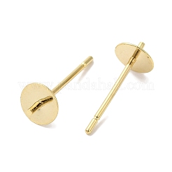 真鍮スタッドイヤリングを見つける  鉛フリー＆カドミウムフリー  ラウンド  24KGP本金メッキ  13.5x5mm  ピン：12x1mm＆1mm&nbsp;KK-K383-02C-G