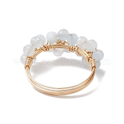 Кольца из натурального аквамарина&nbsp;RJEW-TA00198-04