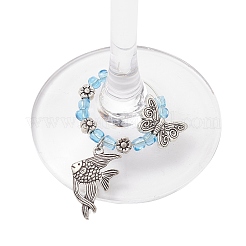 5 шт. подвески для бокалов из сплава морских животных AJEW-JO00260