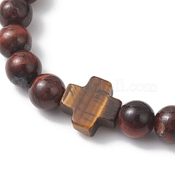 Натуральный тигровый глаз круглые бусины растягивать браслеты&nbsp;BJEW-JB13370-01