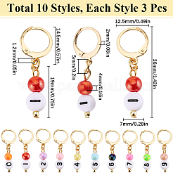 30 個 10 スタイルアクリルナンバービーズペンダントステッチマーカー  ミックスカラー  3.6cm  3個/スタイル&nbsp;HJEW-SC00052