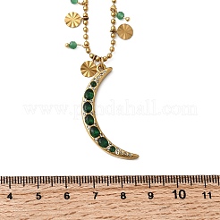 Женские подвески-луны из нержавеющей стали 304 с зелеными кубическими циркониями&nbsp;NJEW-F362-03G
