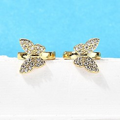 Серьги-кольца из латуни в форме бабочки&nbsp;EJEW-S256-04A-G