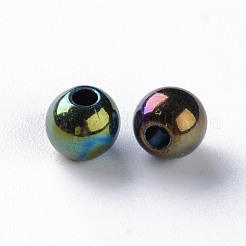 不透明なアクリルビーズ  ABカラーメッキ  ラウンド  ブラック  6x5mm  穴：1.8mm  約4400個/500g&nbsp;MACR-S370-D6mm-S002