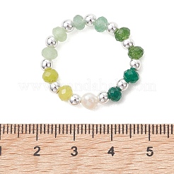 Gefärbte natürliche malaysische Jade & natürliche Süßwasserperle & synthetische Hämatit-Fingerringe&nbsp;RJEW-JR01021