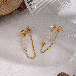 Овальные серьги-гвоздики с цепочкой и кисточкой из нержавеющей стали 304&nbsp;BJ9106