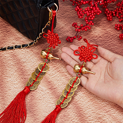 2 шт. подвеска из полиэстера с кисточкой и китайским узлом HJEW-FH0001-64A