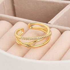 Кольца-манжеты из латуни с микропаве из прозрачного кубического циркония RJEW-M028-111G