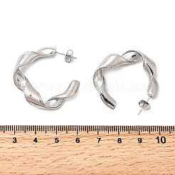 Серьги-гвоздики в форме буквы С из нержавеющей стали 304 EJEW-A139-01P