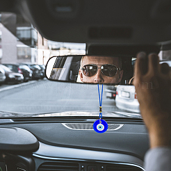 4 шт. плоская круглая подвеска с изображением сглаза ручной работы в стиле лэмпворк HJEW-CP0001-21