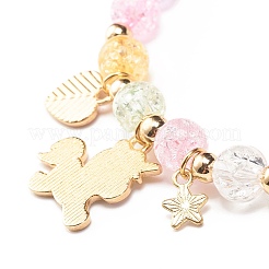 Круглый эластичный браслет из бисера карамельного цвета с подвеской в виде сердца в виде единорога для женщин&nbsp;X-BJEW-JB07636-04