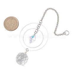 Круглые подвесные ловцы солнца из стекла и латуни&nbsp;HJEW-JM04632