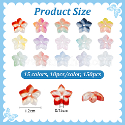 150 шт. 15-х цветные прозрачные бусины ручной работы в технике лэмпворк GLAA-PH0004-03