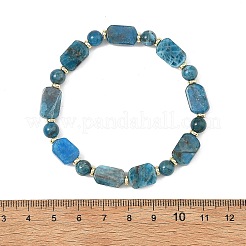 Bracelets extensibles en perles rectangulaires et rondes d'apatite naturelle&nbsp;BJEW-JB14493-01