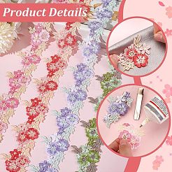 4 ярд двухцветной полиэстеровой кружевной ленты с цветочным узором&nbsp;OCOR-PH0004-47