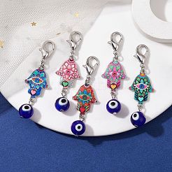 Рука хамса с эмалью из сплава сглаза и подвесками в стиле лэмпворк HJEW-JM01672