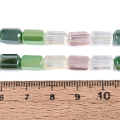 電気メッキ加工を施した様々なスタイルのガラスビーズの連  コラム  多面カット  ミックスカラー  9~9.5x5~6mm  穴：1~1.2mm  約40~44個/連  14.57~15.94インチ（37~40.5cm）&nbsp;EGLA-N022-11A-A03