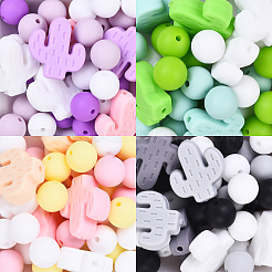 Кактус/круглые силиконовые бусины&nbsp;SIL-YW0001-50A