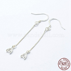925スターリングシルバーピアスフックパーツ  ベネチアンチェーンとペンダントバチカン付き  銀  50x0.8mm  20ゲージ  ピン：0.8mm&nbsp;X-STER-I014-27S