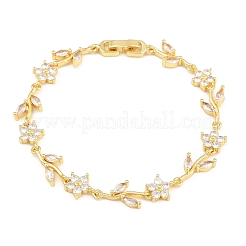 Bracelets en laiton pavé de zirconiums cubiques à maillons en forme de fleur pour femmes&nbsp;KK-CBA68DA-14G-11