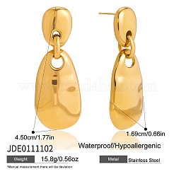 304ステンレススチールダングルスタッドピアス  ティアドロップ  18KGP本金メッキ  45x16.9mm&nbsp;WG1E265-01