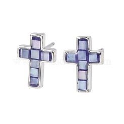 Серьги-гвоздики с латунной эмалью в форме креста&nbsp;EJEW-I322-03P