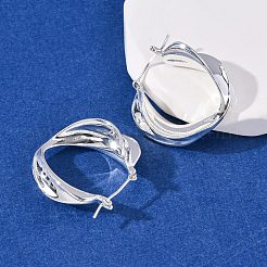 Латунные серьги-кольца EJEW-A143-15S