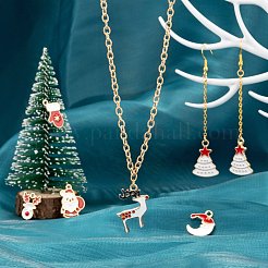 64 pièces 8 style or clair thème de noël alliage pendentifs en émail&nbsp;ENAM-LS0001-56