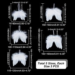 15 шт. 5 стильных подвесных украшений в виде крыльев из перьев&nbsp;FIND-GA0003-03B
