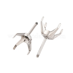 304ステンレススチールスタッドピアス金具  ステンレス鋼色  トレイ：7mm  13x8mm  ピン：0.8x8mm&nbsp;STAS-B091-02A-07P
