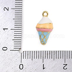 真鍮製エナメルチャーム  アイスクリームのチャーム  ラックめっき  長持ちメッキ  カドミウムフリー＆鉛フリー  18KGP本金メッキ  カラフル  15.5~16x7.5~8mm  穴：1.2mm&nbsp;X-KK-I352-14G-02