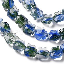 Brins de perles de lampwork faites à la main avec des fleurs intérieures&nbsp;LA-CBA3F7A-01D