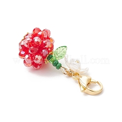 Decorazioni pendenti con perline di semi di vetro e diaspro imperiale sintetico tinto di frutta e fiori&nbsp;HJEW-MZ00307-03
