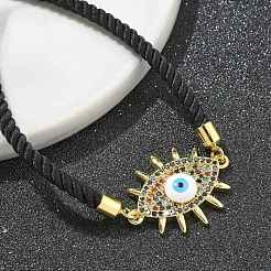 Латунь микро проложить кубический цирконий слайдер браслеты BJEW-S158-07G