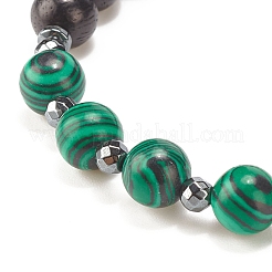 Ensemble de bracelets extensibles en perles de bois naturel et de pierre et d'hématite synthétique de style 2 pièces 2&nbsp;BJEW-JB07948