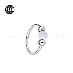 チタン合金と合成オパールのボールフープノーズリング  軟骨ピアス  プラチナ  ホワイト  内径：10mm  ピン：1mm&nbsp;WGD306E-05