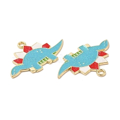 クリスマス合金エナメルペンダント  長持ちメッキ  グリッターパウダー付き  カドミウムフリー＆ニッケルフリー＆鉛フリー  プラチナ  恐竜  21x33x1.5mm  穴：1.8mm&nbsp;ENAM-K069-21C-G
