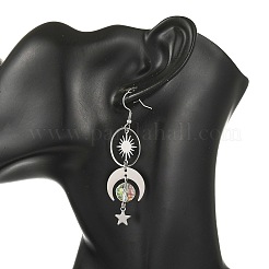 Himmlische Ohrhänger aus Messing und Edelstahl 304 für Damen&nbsp;EJEW-JE07345-02