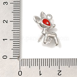 クリスマステーマ合金エナメルペンダント  プラチナ  鹿  17x16x5.5mm  穴：1.6mm&nbsp;ENAM-B025-01A-01P