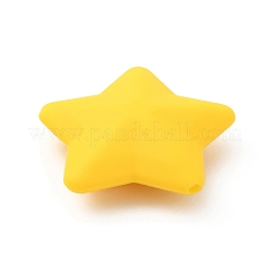 食品グレードの環境に優しいシリコーンビーズ  スター  きいろ  37.5x39.5x12.5mm  穴：3mm&nbsp;SIL-TAC0008-01