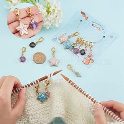 DIYジュエリー作り用エナメルチャームキット、ファインディングキット  ヒトデと貝殻合金のエナメルペンダントを含む  亜鉛合金の留め金  304ステンレススチール丸カン  ミックスカラー  チャーム: 12 個/セット&nbsp;DIY-NB0006-21