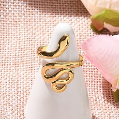 304ステンレススチール製スネークオープンカフリング女性用  18KGP本金メッキ  内径：18mm&nbsp;LS-RJEW-Z077-01G-09