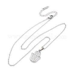 Colliers avec pendentif main de Fatima en acier inoxydable 304&nbsp;NJEW-H059-01P